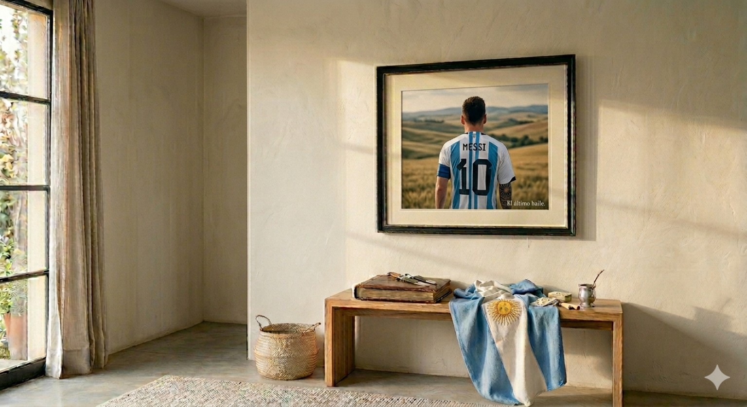 Cuadro decorativo ambientado junto a objetos con identidad argentina