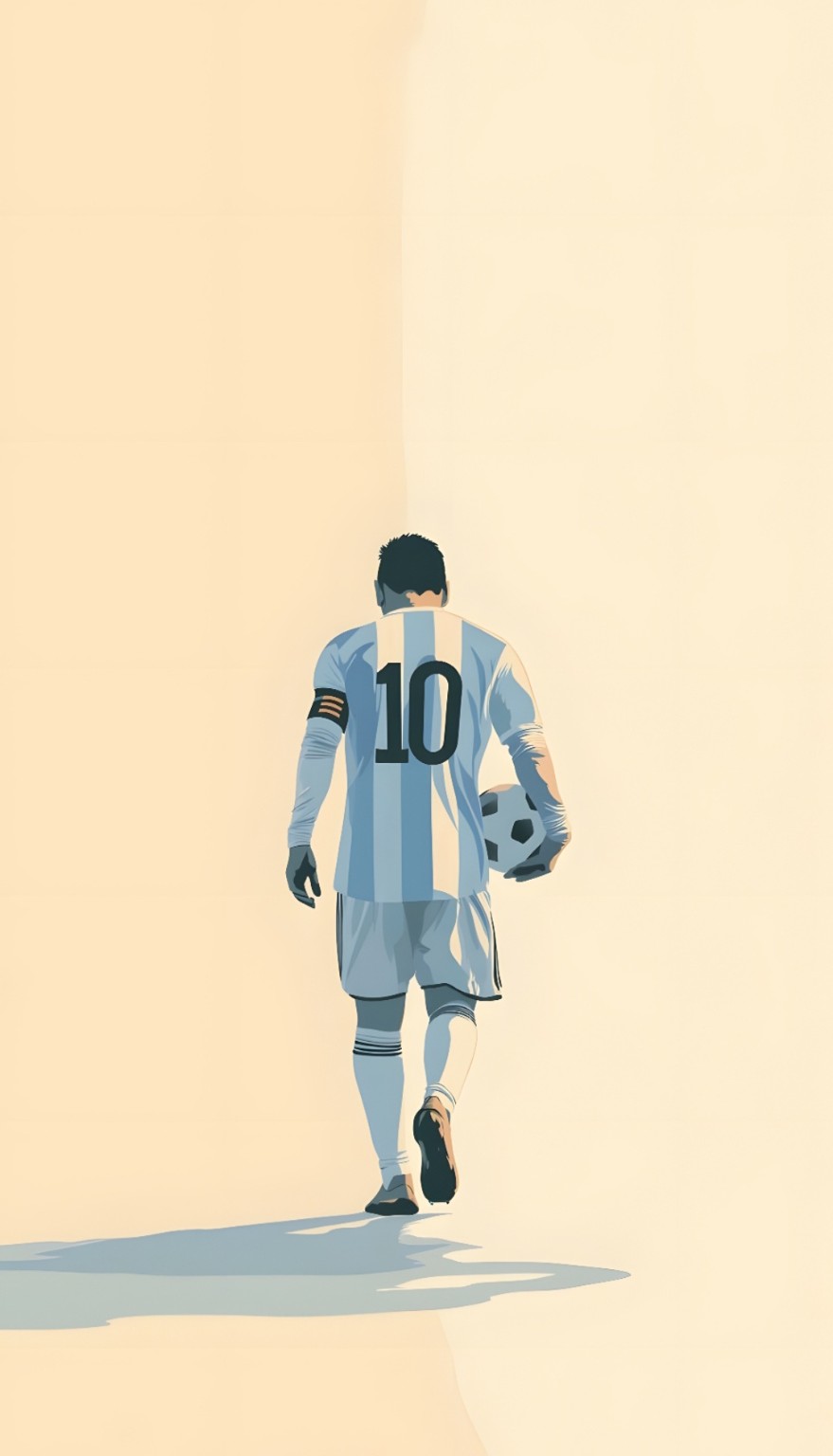 Ilustración minimalista de espaldas con la camiseta argentina número diez